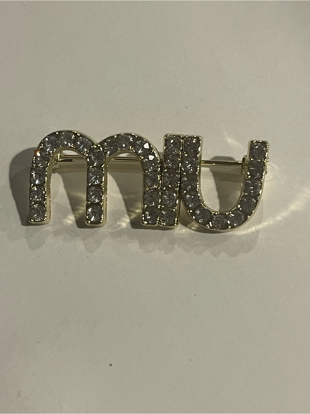 Gold Crystal Pin Brooch